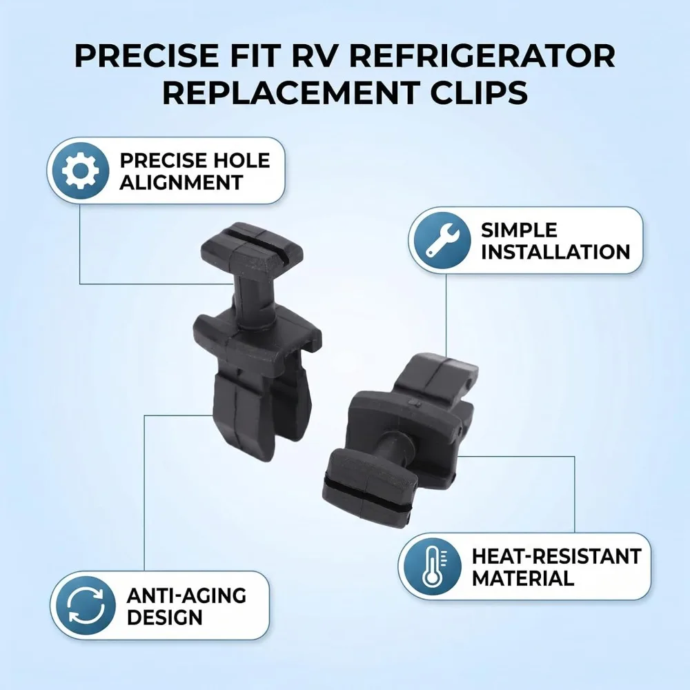 4PCS Split Open Design RV Refrigerator Clip Replaces 617772 Black PP Service Door Retainer Refrigerator Vent Latch