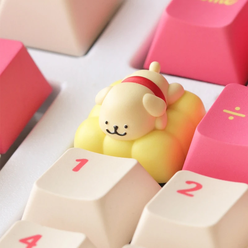 New Line Dog Keycap Anime Theme Resin Material Hand Polished Cross Axis Mechanical Keyboard Accessories Cartoon Cute Gift