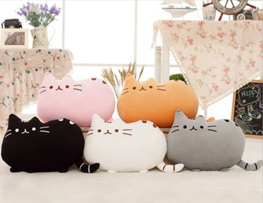 New 40 x 30 size Super Kawaii Cat with zipper PP cotton biscuit shape stuffed animal doll large cushion cover fur Child Christma