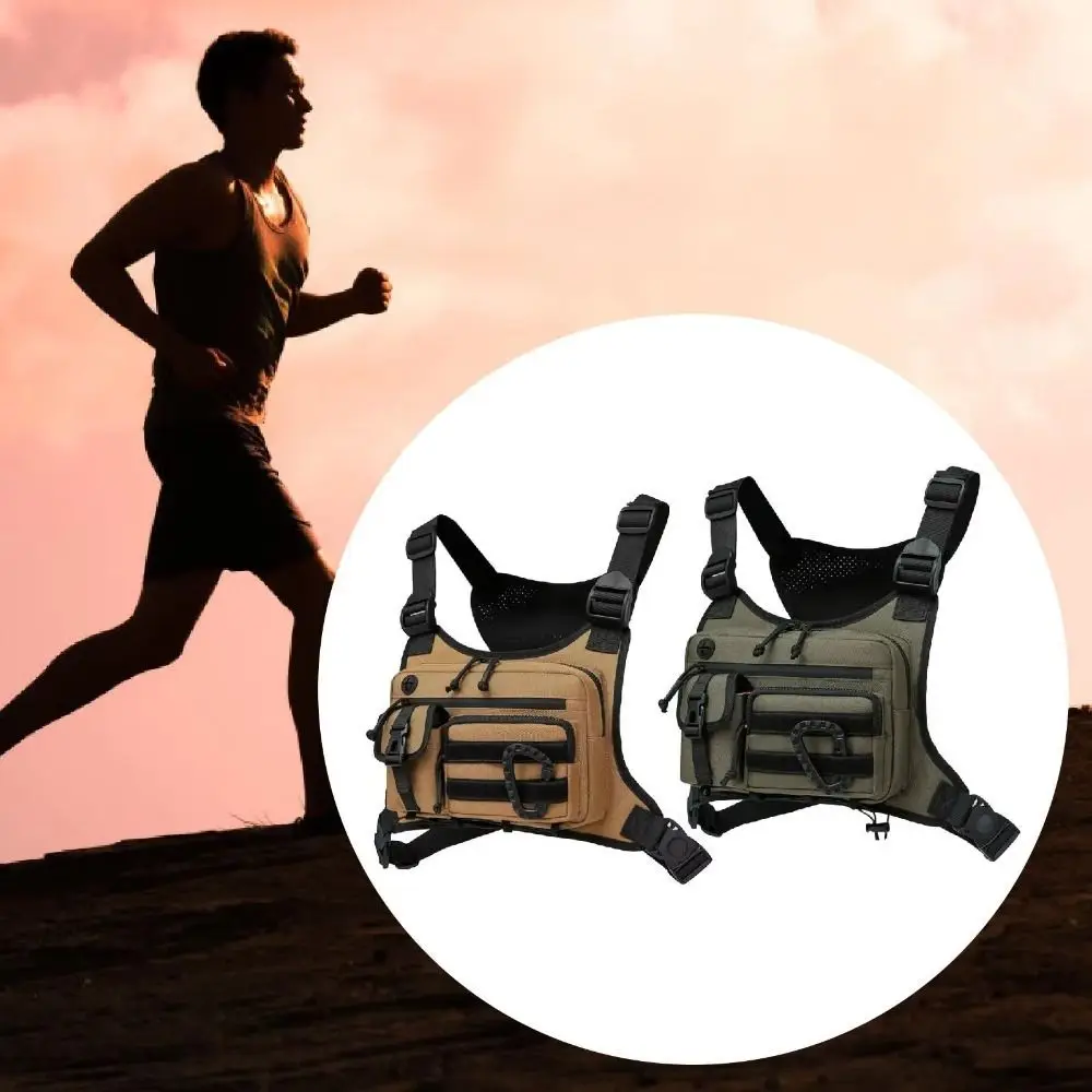 Adjustable Sports Vest Bag Water Resistant Multi-functional Outdoor Chest Bag Oxford Cloth Lightweight