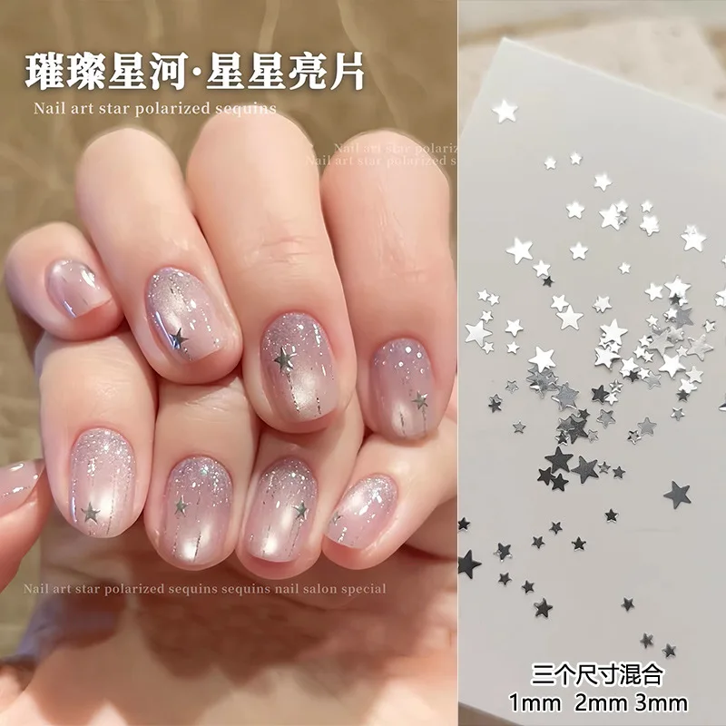 Mixed Star Nail Glitter Accessories Size Mixed Silver Pentagram Mini Color Ultra-thin Nail Patch Decoration