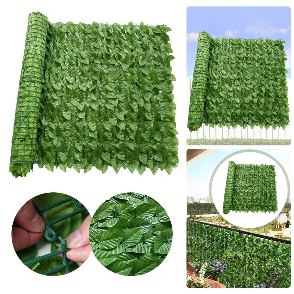 1/2pc 0.5x0.5m Garden Plant Fence Artificial Faux Green Leaf Privacy Screen Panels Rattan Outdoor Hedge Garden Home Decora Vines