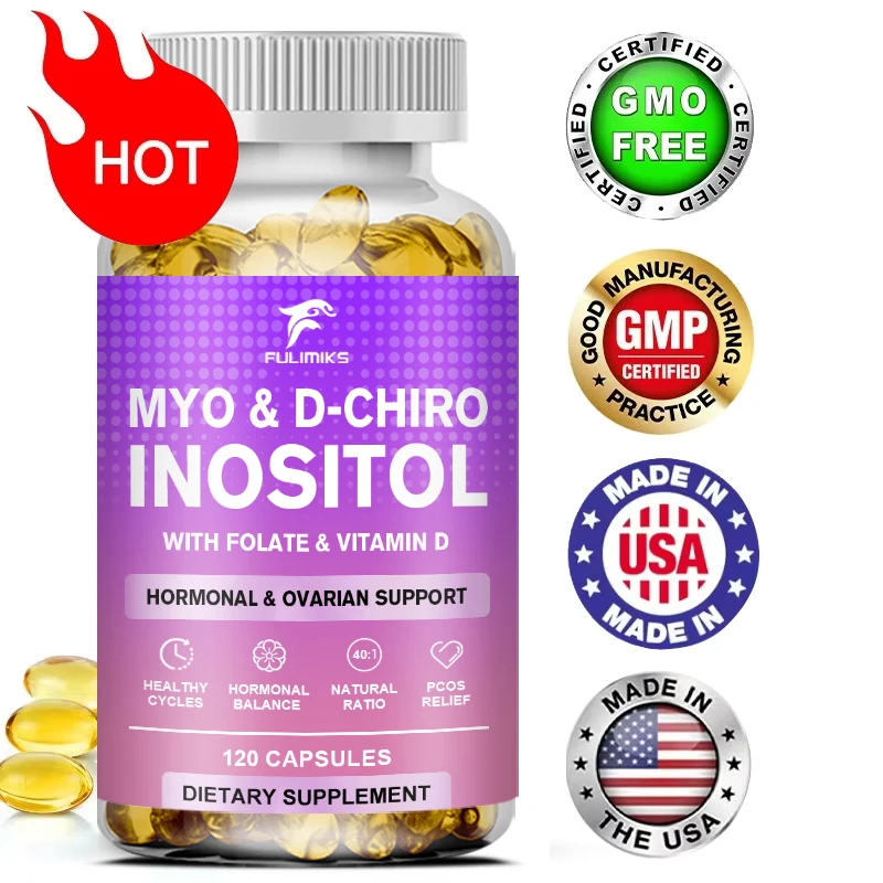 

Myo-Inositol & D-Chiro Inositol Capsule with Folate Supports Hormone Balance & Ovarian Function, Fertility Supplements for Women