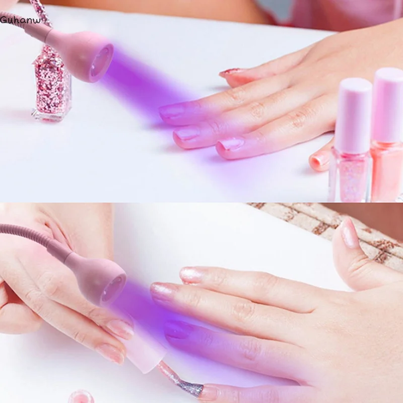 Lampada per unghie UV leggera per asciugare le unghie da 3 W per asciugare lo smalto per unghie interruttore a pedale clip-on flessibile da scrivania mini USB portatile per manicure fai da te