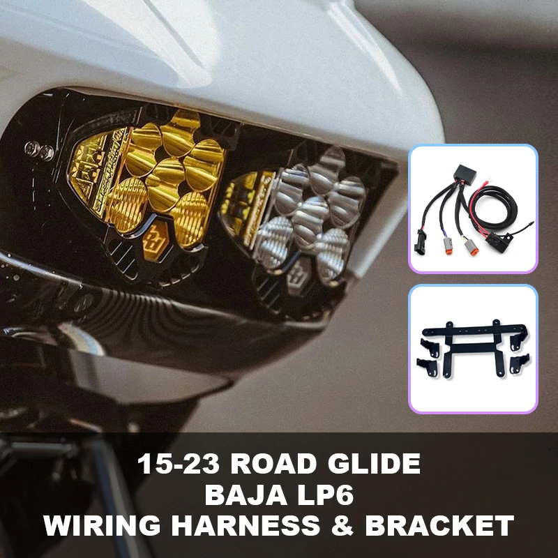 Жгут проводов и кронштейн фар Baja LP6 Soft Light для мотоциклов HD Touring 15-23 Road Glide Perfect