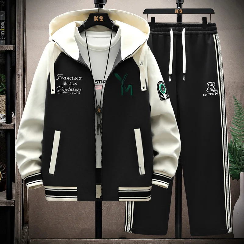 Spring Men Tracksuit Set Casual Sportswear Hooded Jackets Pants 2 Piece Sets Hip Hop Running Sports Suit