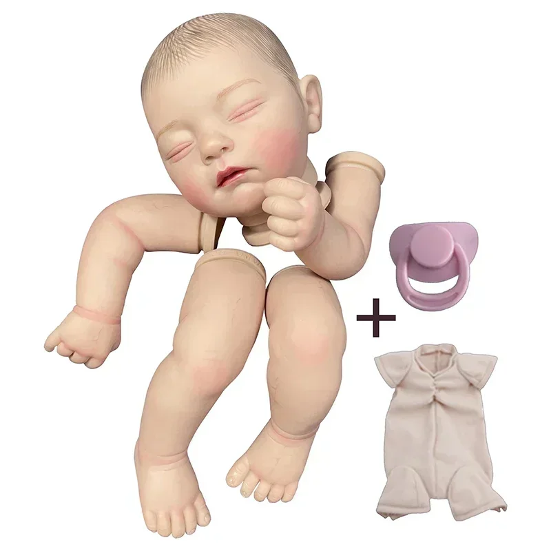 19Inch Already Painted Reborn Doll Kit Jamie Sleeping Baby 3D Skin Visible Veins Unassembled Dll Parts with Cloth Body