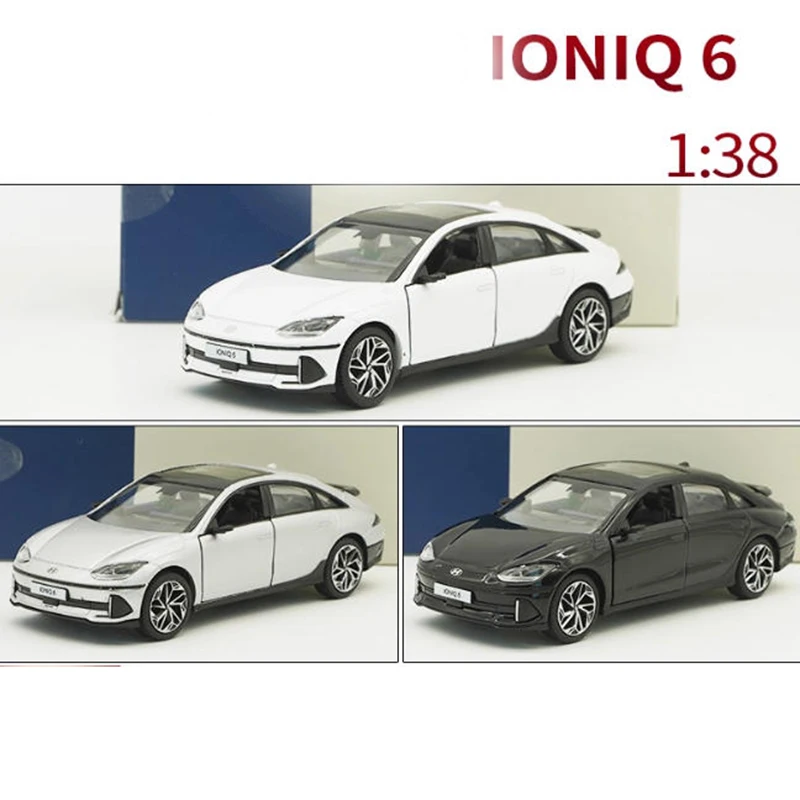 

Оригинальный масштаб 1:38 IONIQ 6, модель автомобиля из сплава, статическая коллекция, украшенные праздничные подарки, игрушки