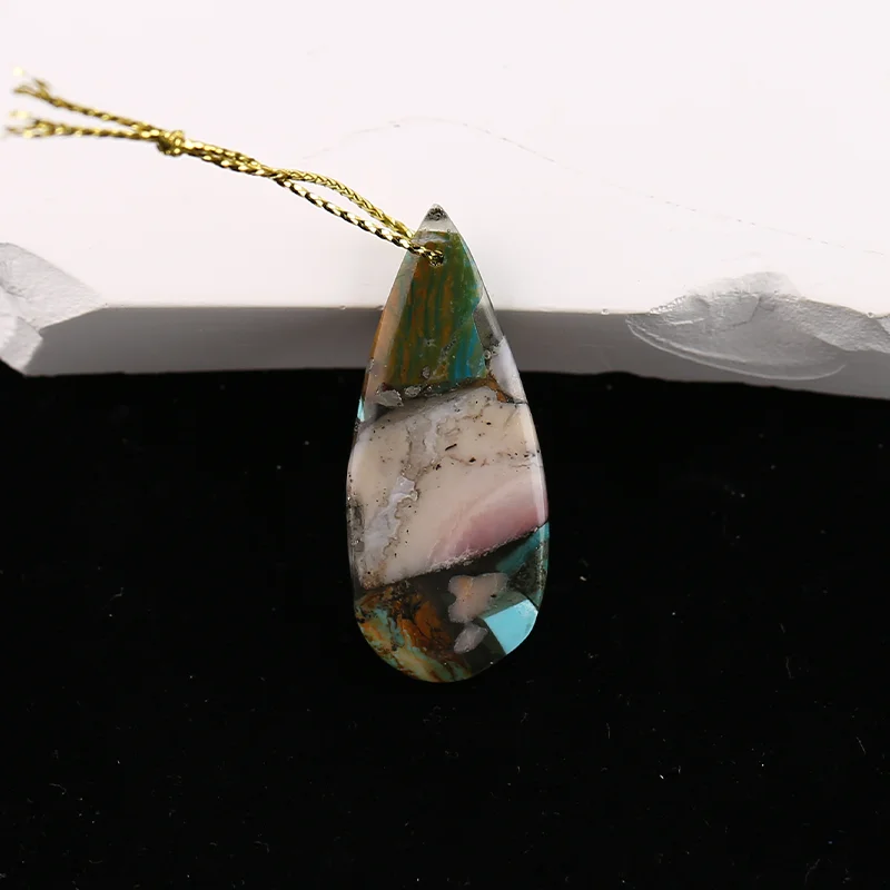 B&F Handmade Pink Opal＆Blue Opal Pendants, Genuine Natural stones beads, Unique Stones for jewelry & DIY Earring Beads
