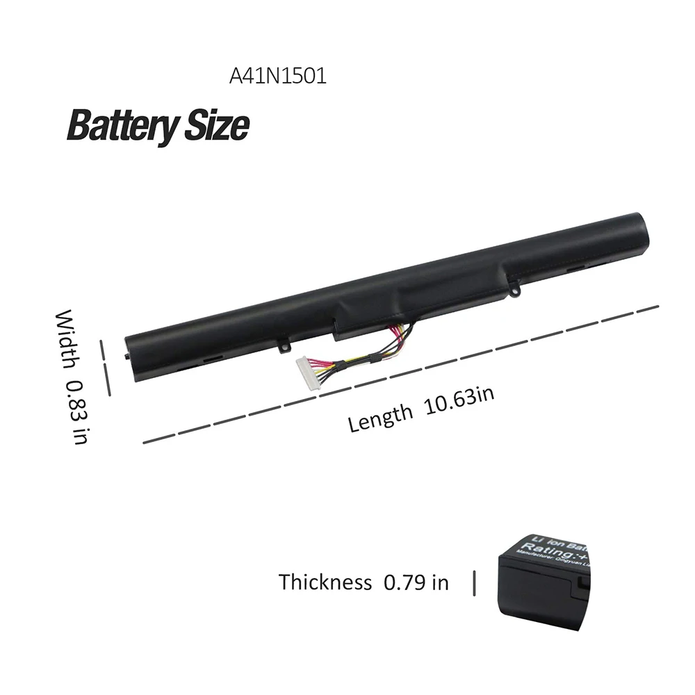 A41N1501 Battery 15V 48Wh Replacement for ASUS ROG G752VW GL752VL GL752VW N752VW N552V N552VX N752V Series A41LK9H L41LK2H