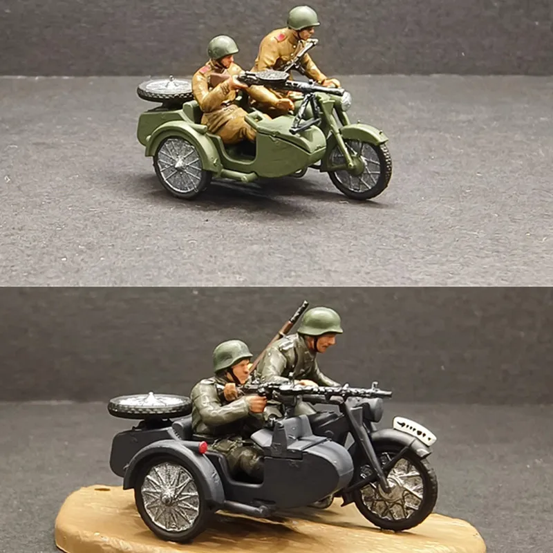 

1:72 Scale Model Resin 2pcs German/Soviet Soldiers With Sidecar Motorcycle Action Figure Accessory DIY Collection Toys Dolls Fan