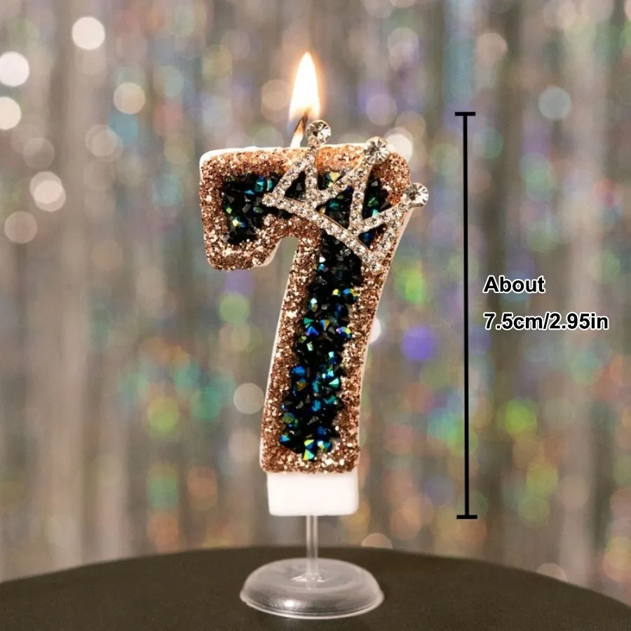 1pc Nummer 0-9 Verjaardagskaarsen Kroon Zwart en Gouden Verjaardagstaarten Grote Kaars voor Bruiloft Festival Feestdecoratie