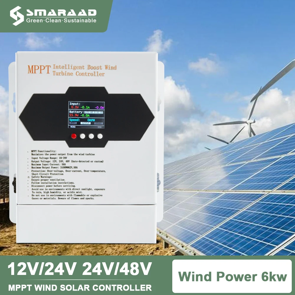 6KW Dual MPPT Wind Energy Hybrid System Charging Controller 12V 24V and 48V Automatic Adjustment Household Wind Power