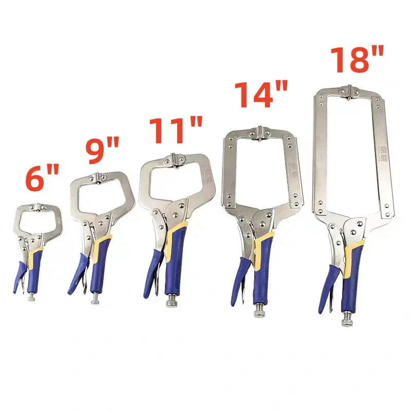 1Pcs 6/9/11/14/18Inch C Type Grip Pliers Multi-Function Metal Face Clamp Woodworking Table Vise Grip Cabinets Locking Tool