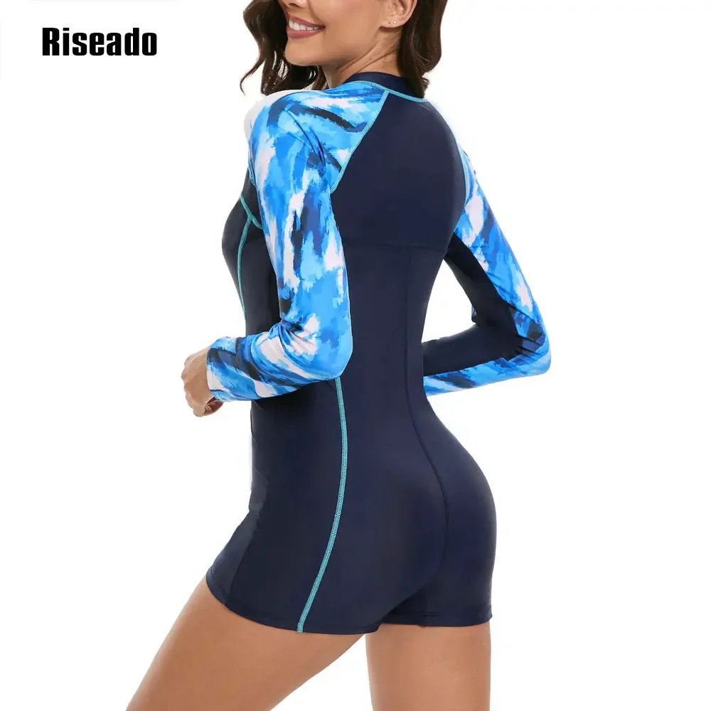 2025 New Trend One Piece Bathing Suit for Women Long Sleeve Athletic Swimsuits Summer Swimming Zip Front Surf Suit