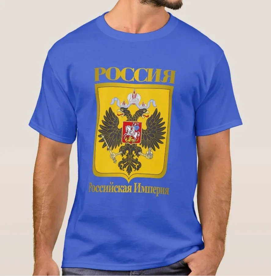 Russian Empire Coat of Arms Double-headed Eagle badge T Shirt. Short Sleeve 100% Cotton Casual T-shirts Loose Top Size S-3XL