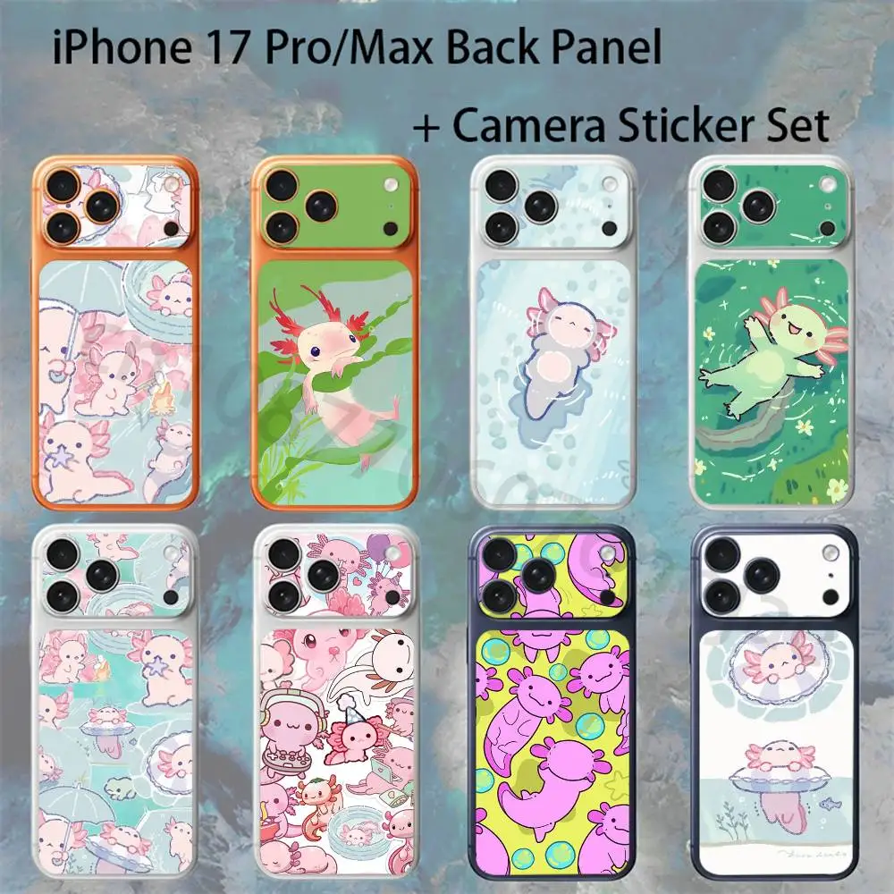 Cartoon axolotl cute For iPhone 18 17pro/proMax Full body Back Cover Decal Skin Colorful Rear Protective Sticker Film