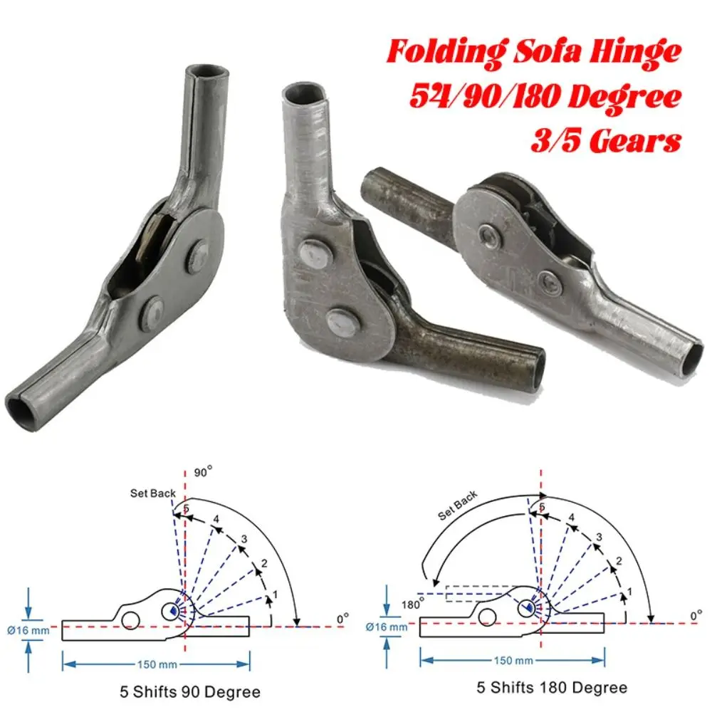 Steel Sofa Angle Adjuster Joint 54/90/180 Degree 3/5 Gears Adjustable Folding Sofa Hinge Foldable Chair Hinge Jig For Chair/Sofa