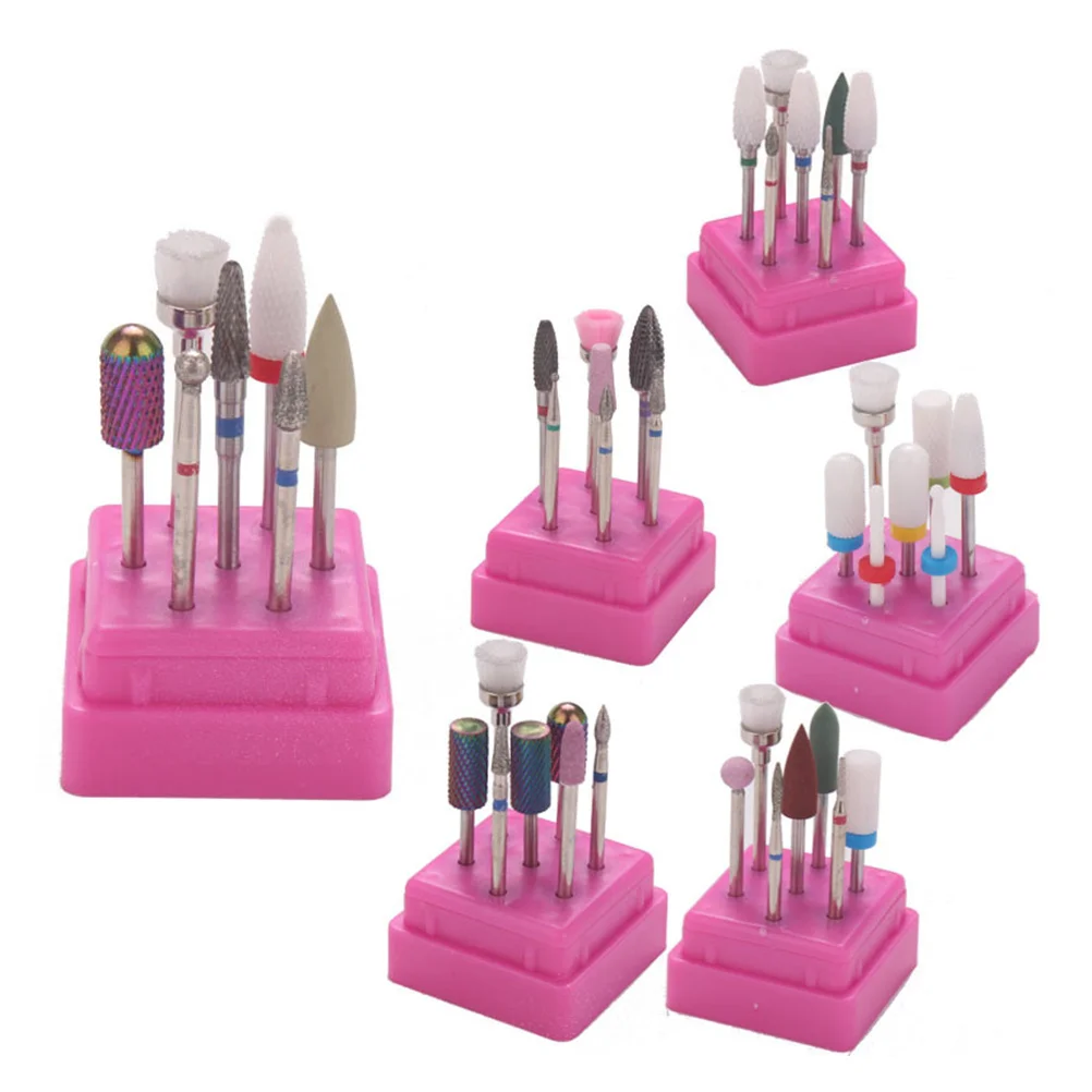 7pcs Nail Polishing Tools Set Durable Manicure Grinding Head Kit For Natural Artificial Nails Salon Diy Portable Case Included