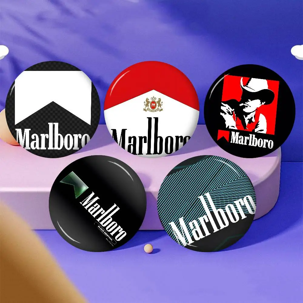 M-Marlboro Classic-Tobacco 32/44/58mm Round Cartoon Brooches Handmade Pins for Backpack Jewelry Accessories Gifts Creative Badge