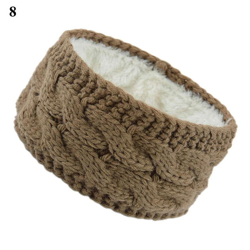 Plush Inside Knitting Headband Crochet Knitted Woolen Hair Bands Winter Warm Ear Turban Headwraps Wide Elastic Hair Band Fashion