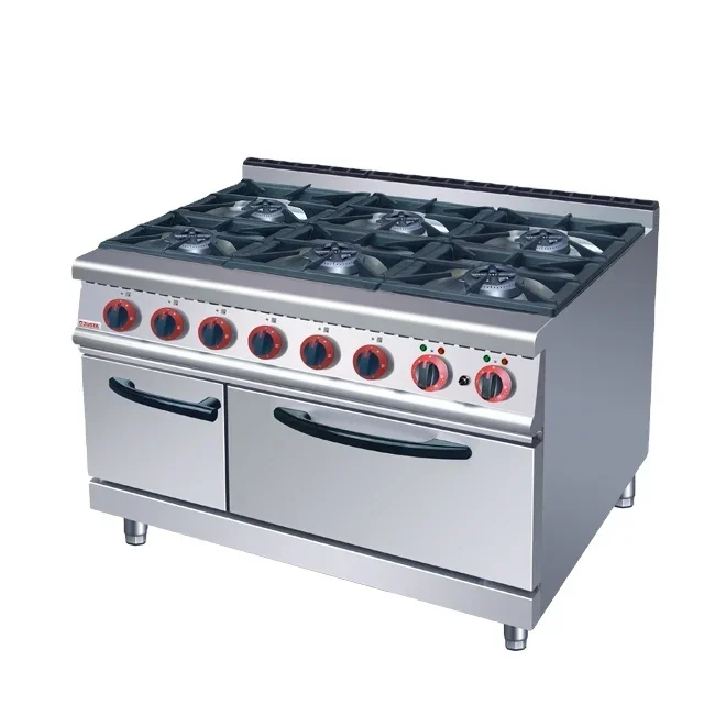 Stainless Steel Commercial 6-Burner& Electric Oven Gas Cooking Range In Pakistan