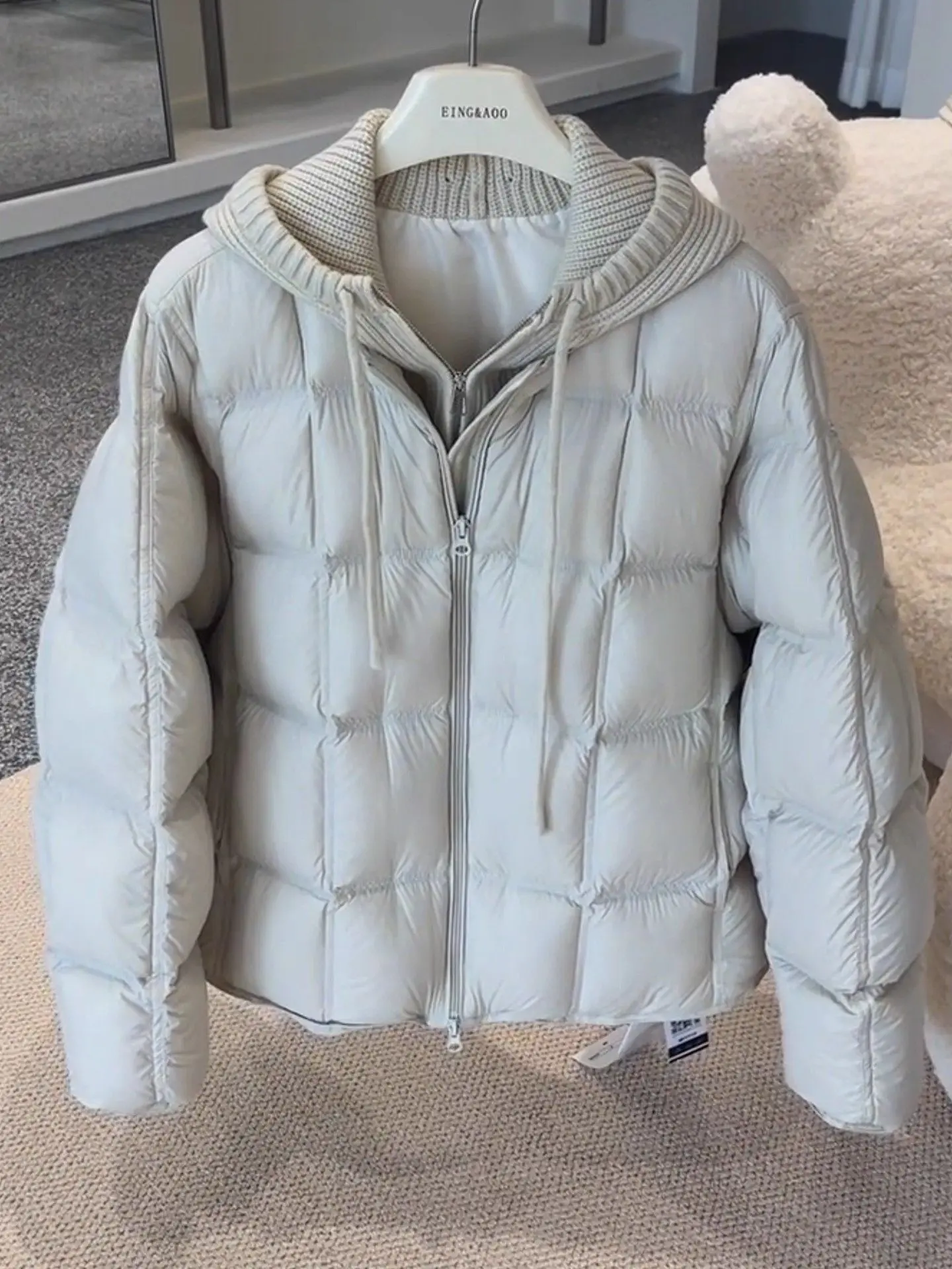 

Trendy Knitted Hooded Cotton Jaet Women's Faion 2026 New Winter Unique Super Beautiful Outerwear Small Size ular