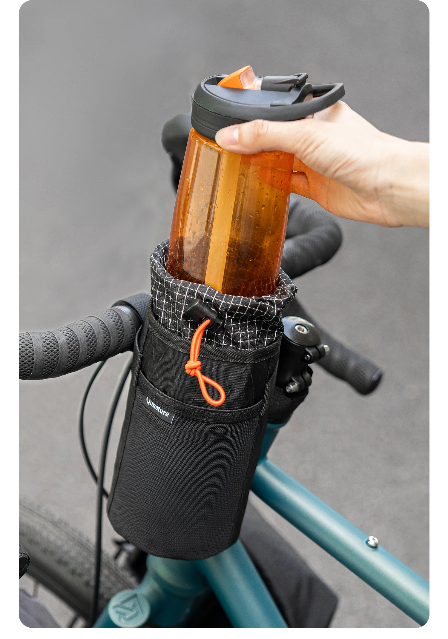 Qunature 2er-Set Fahrradlenker-Flaschentasche MTB/RB Vorderrahmentasche Isolierte Kühltasche Faltbare Fahrradlenkertasche Umhängetasche – Detail 10