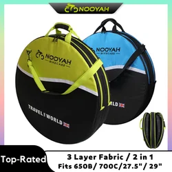 NOOYAH Bike Wheel Bag 3 Layer Thicker Bicycle Bag for MTB Road Bike Wheel Transport Protect Bike Accessories 2 in 1 Carry Pack