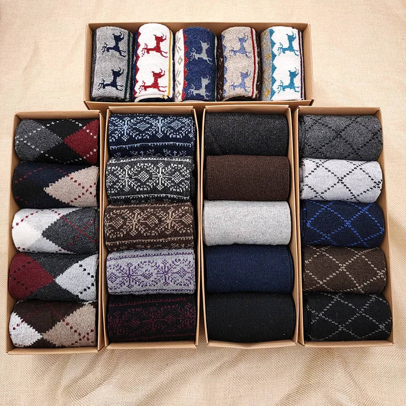 Box Gift Fashion High Quality 5 Pairs/lot Casual Cotton Male Boy Socks Business Keep Warm Men\'s Socks