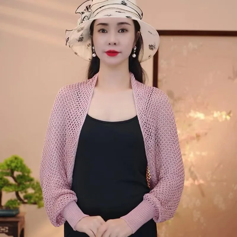 

Новое охлаждающее болеро из искусственного шелка с рукавами 2023 года — укороченный жилет для похудения AC Office, вязаный топ TikTok Viral Top