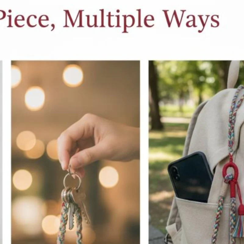 Handmade Braided Cotton Lanyard Bohemian Colorful Tassel Decorative Strap for Phone Camera Wrist Strap for Women