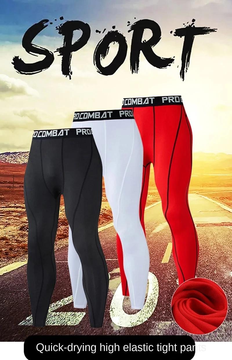

SPORTIF Men Bodybuilding longs Pants Fitness Compression Leggings Train Workout Outfit Male Muscle Alive Elastic Skinny Tights