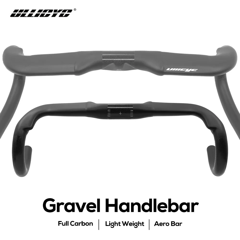 

ULLICYC T1000 Full Carbon Road Bicycle HandleBar,Aero Gravel Handlebar for Cyclocross,Black Matt 340mm/360mm/380mm
