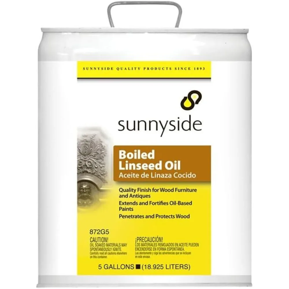 Aceite de Linaza Hervido para Envíos en EE. UU., 5 Galones, Aceite Secante con Acabado Natural para Madera, para Trabajos de Carpintería