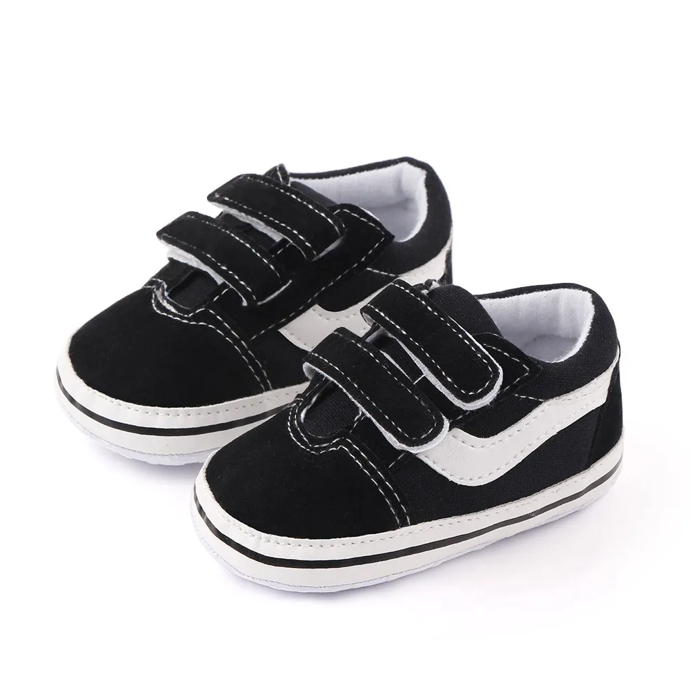 Baby Boys Shoes Classic Black Infants Nonslip Floor Shoes Walkers Shoes for Toddelrs Soft Sole Canvas Casual Sneakers Size 0-18M