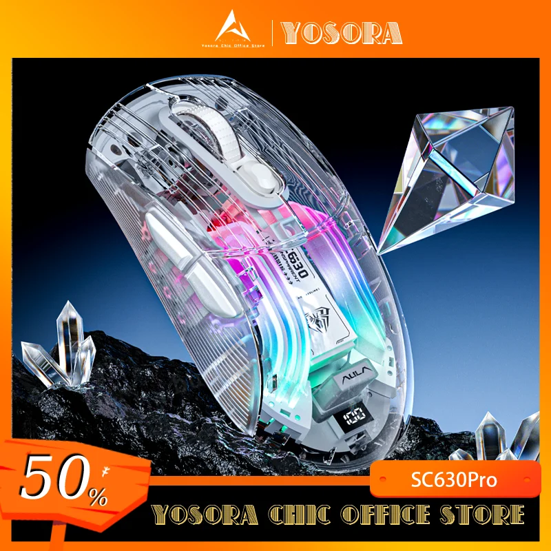 Novo aula sc630 pro mouse sem fio 3 modo mouse para jogos com base de carregamento conservação energia sc630pro gamer esports mouse pc presentes