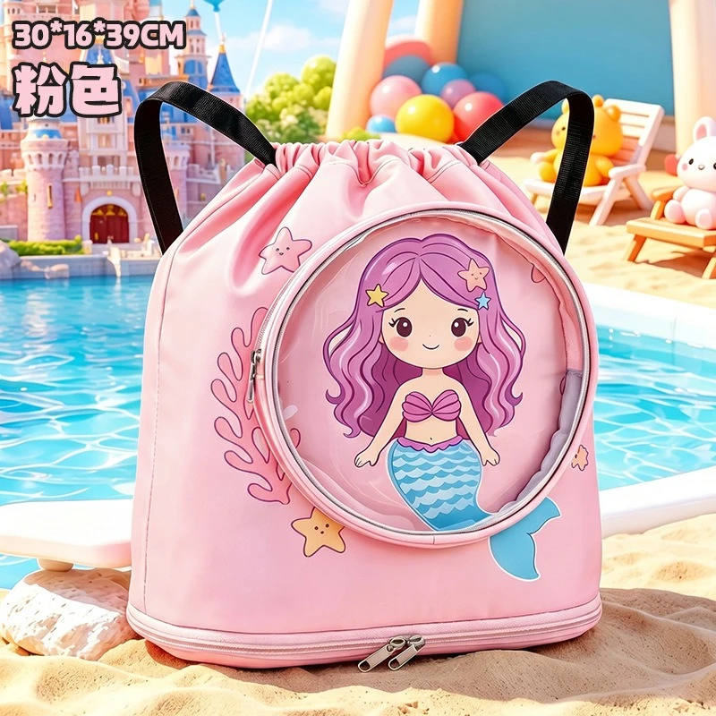 Image 7: Sac de natation pour enfants avec séparation humide/sèche, rangement indépendant pour chaussures, sac à dos de plage imperméable et léger