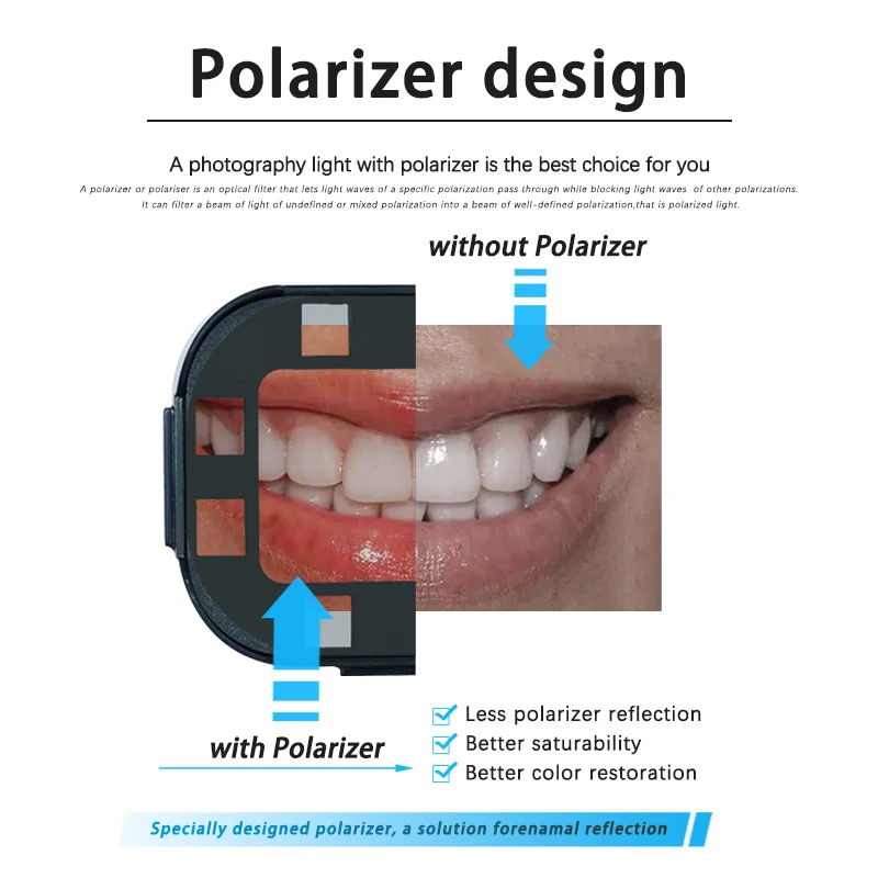 Flash dentaire photographie lumière LED Photo vidéo Flash lampe orale avec trépied polariseur dentiste outil pour dentisterie