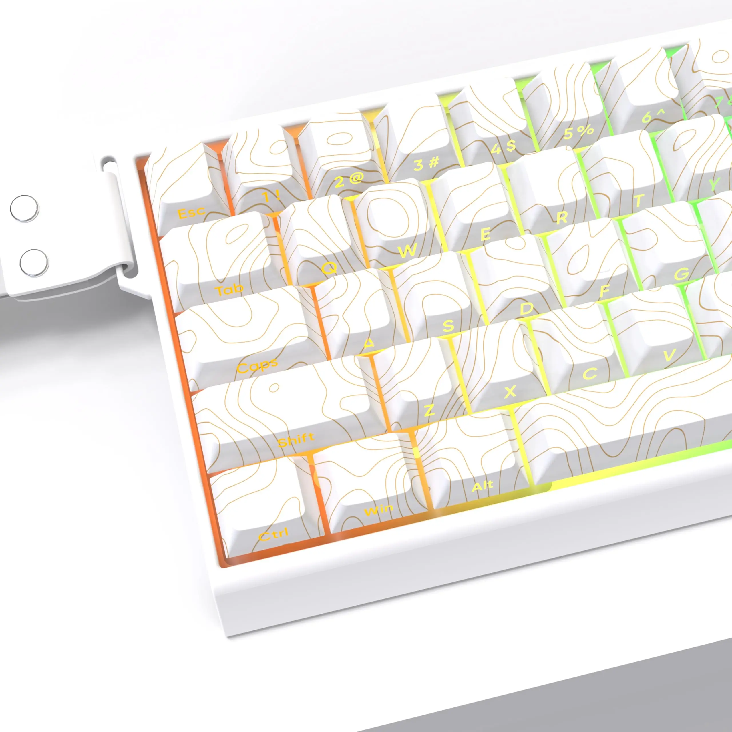 Imagem -02 - Teclas Branco Topográfico Lateral Retroiluminado Pbt Keycap Cereja Perfil Corante-sub Teclas para Cereja mx Gamer Teclado Mecânico 130 +