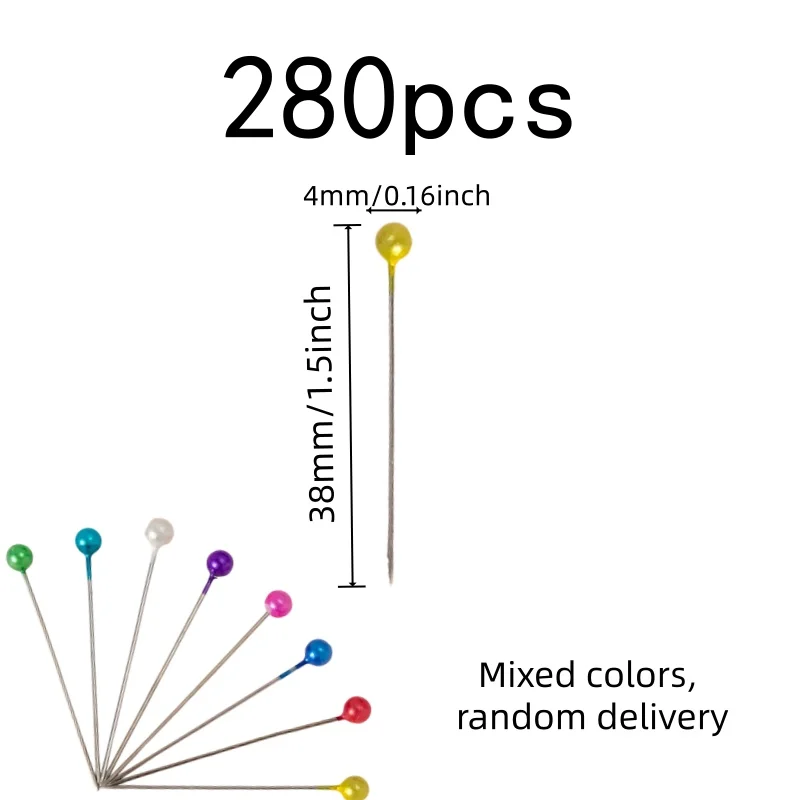 280 pcs Colorful Dressmaker Pins, Anti-Rust Durable Finish and Easy Grip Bulb Head, ideal for Fabric Positioning