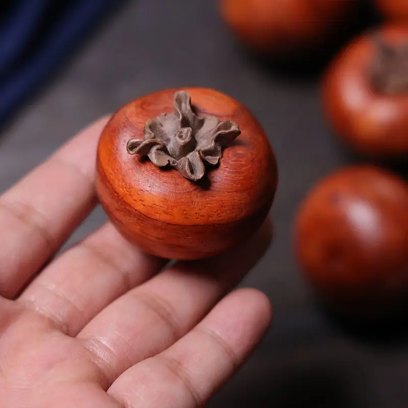 Natural Wood Persimmon Figurine Hand Play Wenwan Car Tea Table Living Room Decor Collectible Good Luck Fortune Home Display