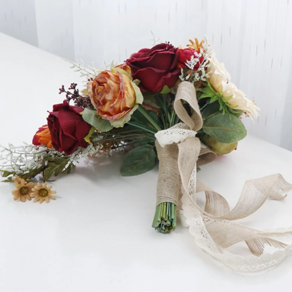 Ramo de novia en forma de gota de agua, ramo de flores de mano, accesorios de boda para parejas, matrimonio, Día de San Valentín, girasol