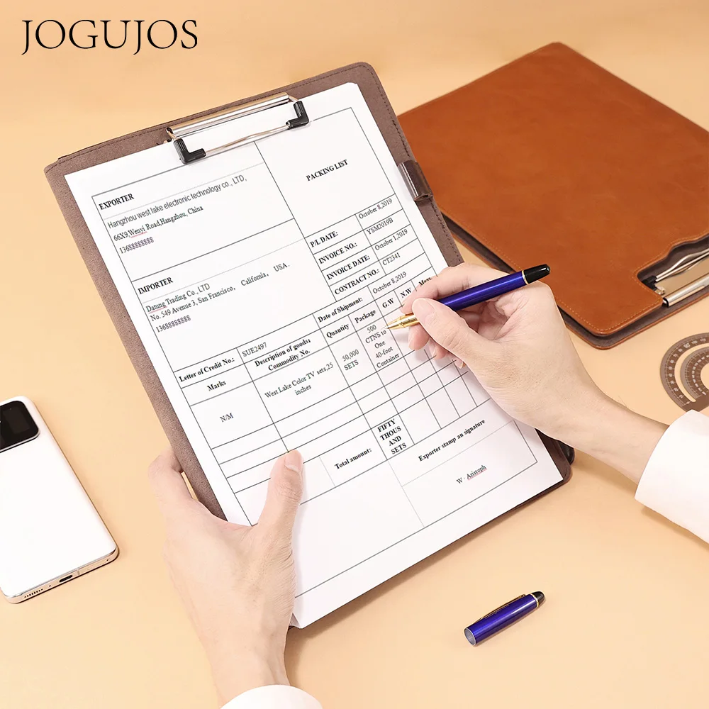 JOGUJOS A4 File Folder Clipboard Writing Pad Memo Double Clips Test Paper Storage Organizer School Supplies Office Stationary