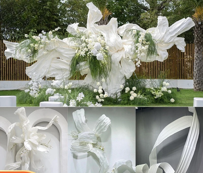 Wedding giant paper flower paper art streamer handmade DIY modeling free curve mesoplastic flower window background decoration f