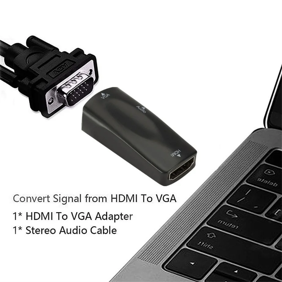 HDMI-compatible to VGA Adapter Cable 1080P Female to Female Audio Video Converter For PC Laptop HDTV Computer Projector HDMI2VGA