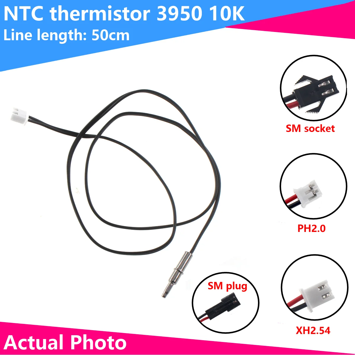1PCS Water heater probe NTC temperature sensor thermistor 10K B value 3950 accuracy 1%