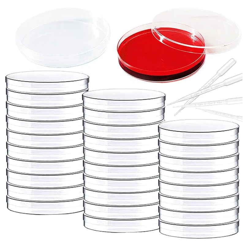 Sterile Plastic Petri Dishes With Lid,Clear Petri Dishes With Pipettes For Laboratory,Experimental Lesson,Cell Culture