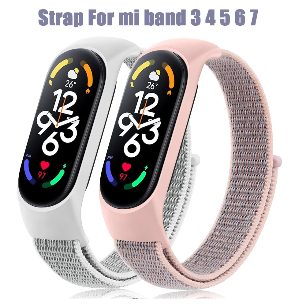 Nylon Sport Strap For Xiaomi Mi Band 3 4 5 6 7 Bracelet loop watch wrist Belt For Xiaomi Miband 3 4 5 6 7 Wristband Replacement