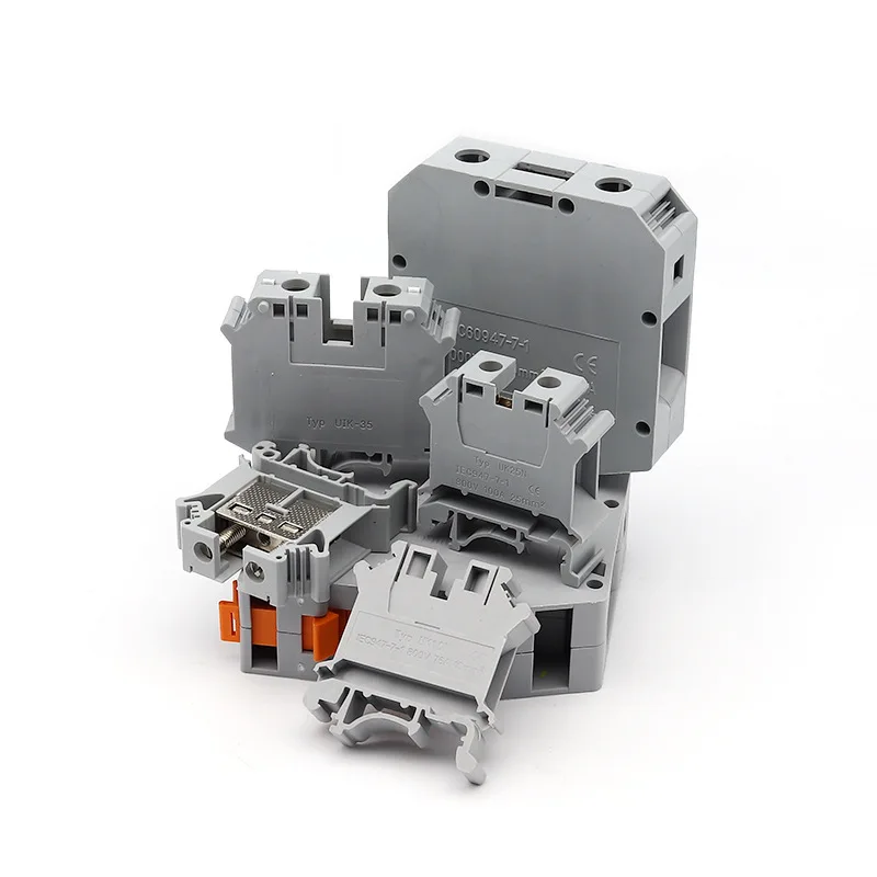10Pcs UK Brass Terminal Blocks Set 2.5B/3/5/6/10/16/25/35/50mm² Din Rail Mounted Voltage Terminals With Anti-Slip Screws